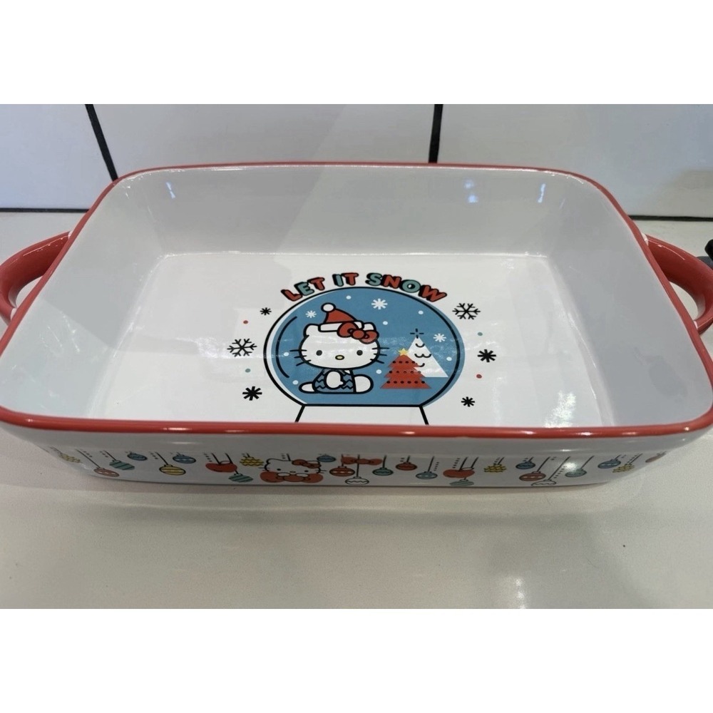 New Hello Kitty "Let It Snow" 12x9" Casserole Ceramic Baking Dish Christmas NEW!